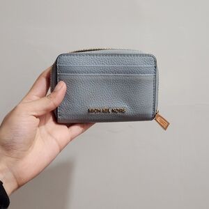 Michael Kors Blue Leather Wallet with Gold Accents